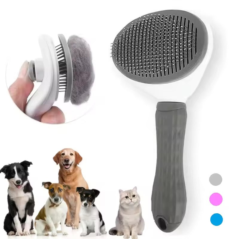 Spazzola autopulente 2-in-1 per cani e gatti.