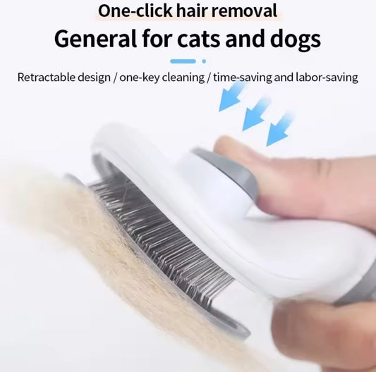 Spazzola autopulente 2-in-1 per cani e gatti.